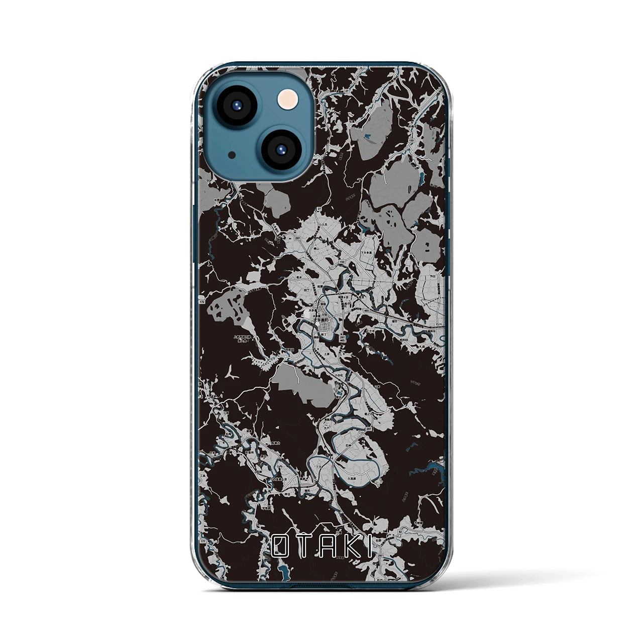 【大多喜(千葉県)】地図柄iPhoneケース(クリアタイプ)モノトーン・iPhone 13 用