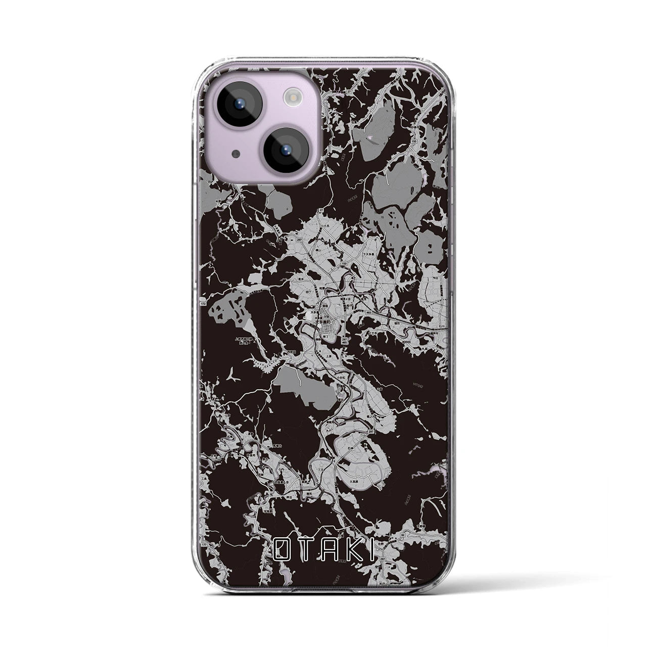 【大多喜(千葉県)】地図柄iPhoneケース(クリアタイプ)モノトーン・iPhone 14 用
