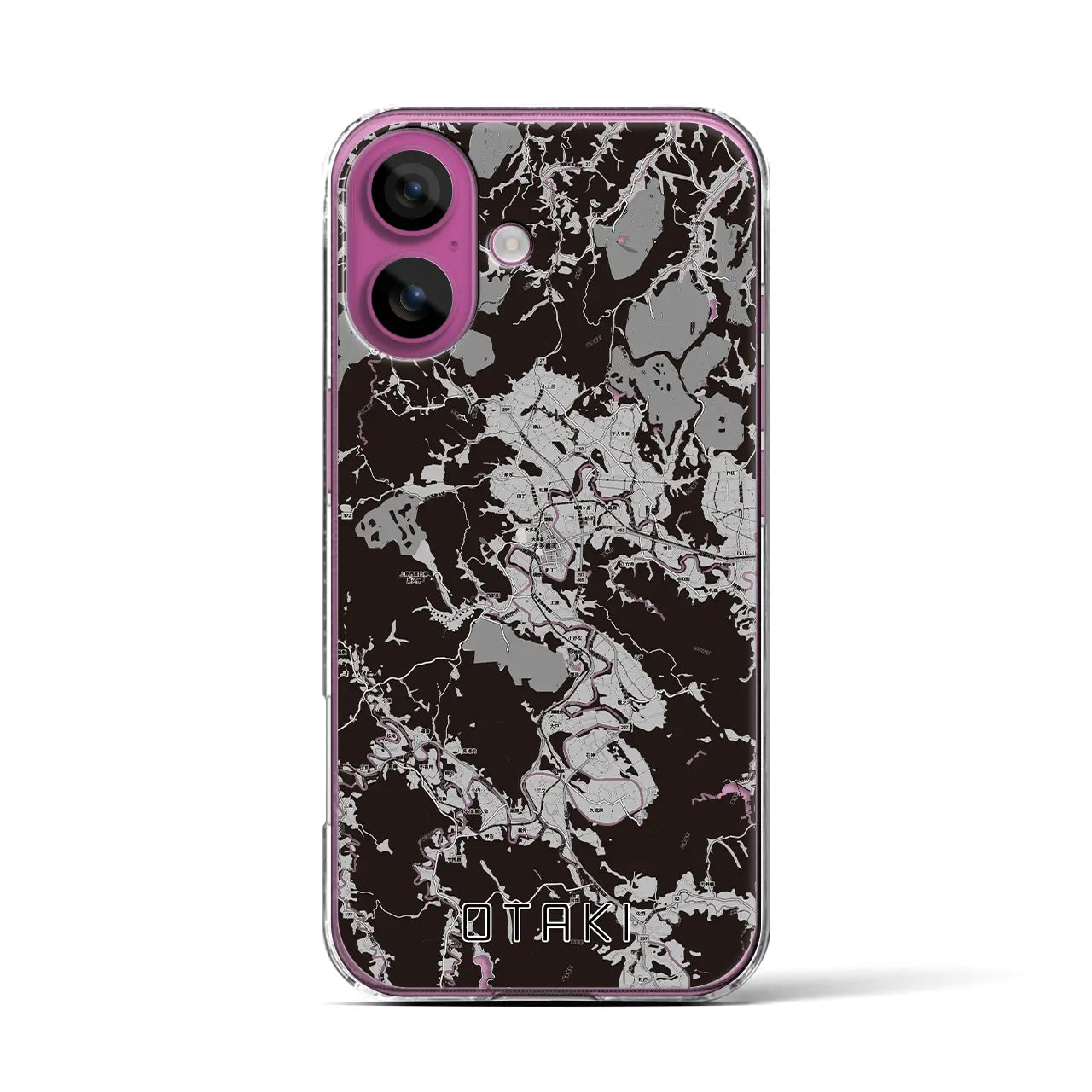 【大多喜(千葉県)】地図柄iPhoneケース(クリアタイプ)モノトーン・iPhone 16 Pro 用