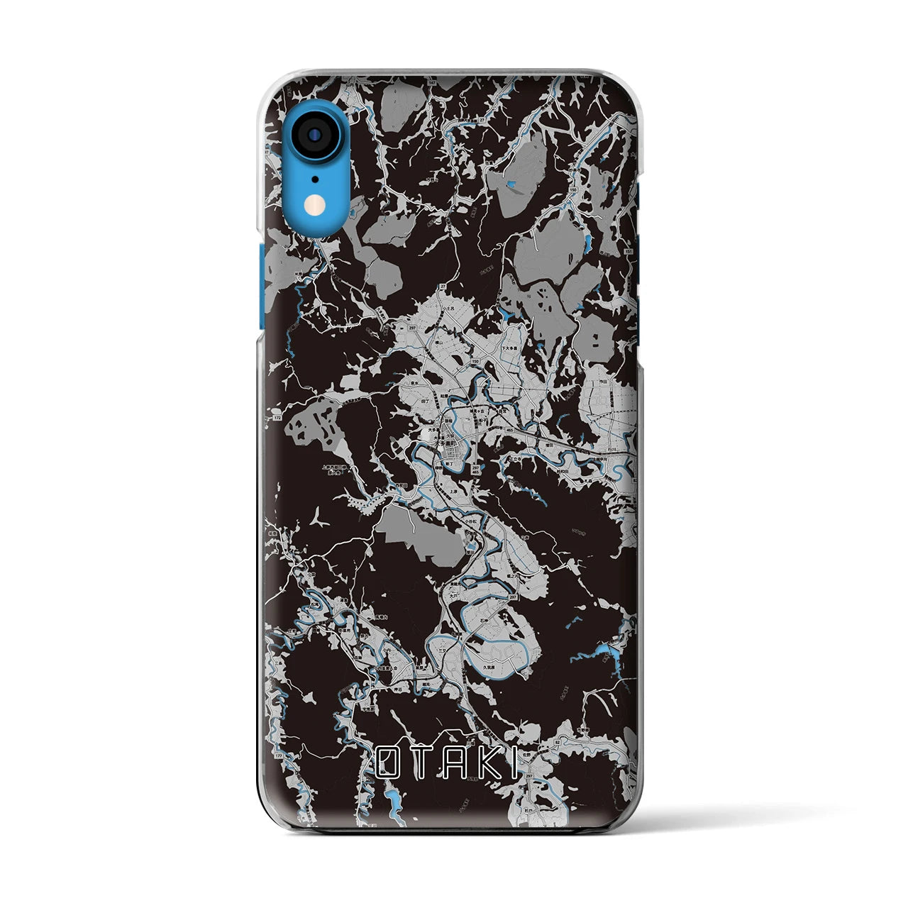 【大多喜(千葉県)】地図柄iPhoneケース(クリアタイプ)モノトーン・iPhone XR 用