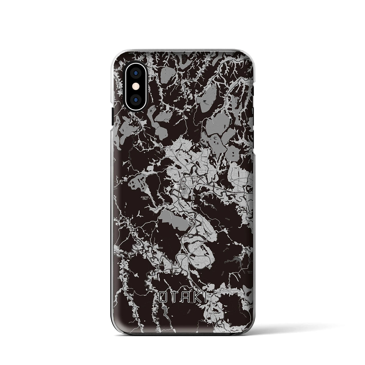 【大多喜(千葉県)】地図柄iPhoneケース(クリアタイプ)モノトーン・iPhone XS / X 用