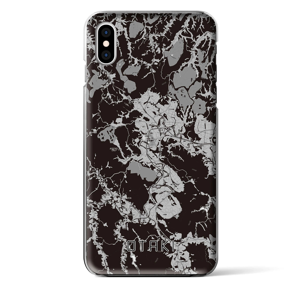 【大多喜(千葉県)】地図柄iPhoneケース(クリアタイプ)モノトーン・iPhone XS Max 用