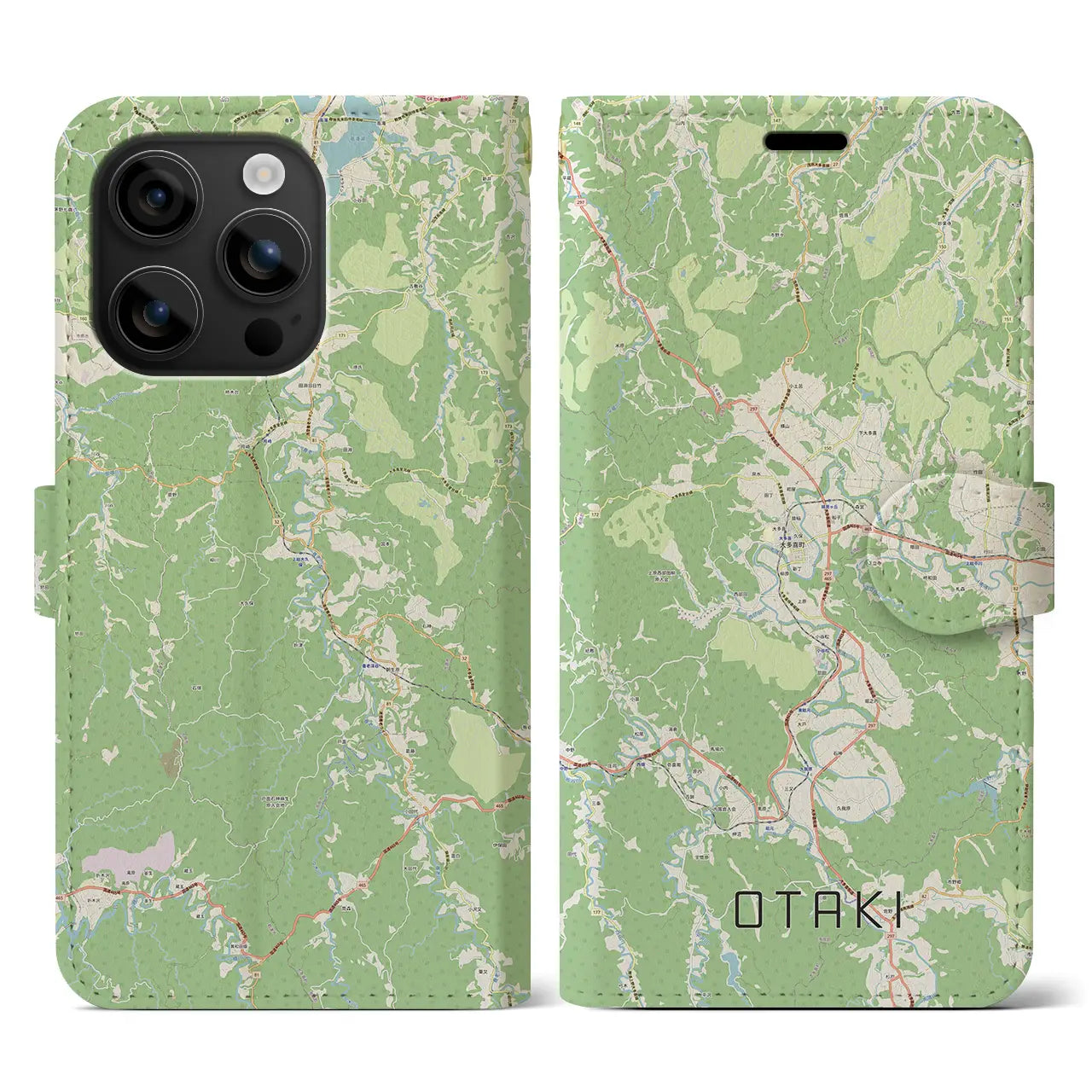 【大多喜(千葉県)】地図柄iPhoneケース(手帳タイプ)ナチュラル・iPhone 16 用