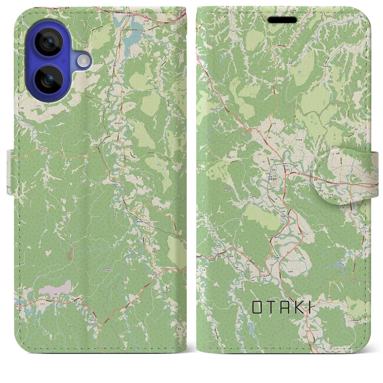 【大多喜(千葉県)】地図柄iPhoneケース(手帳タイプ)ナチュラル・iPhone 16 Pro Max 用