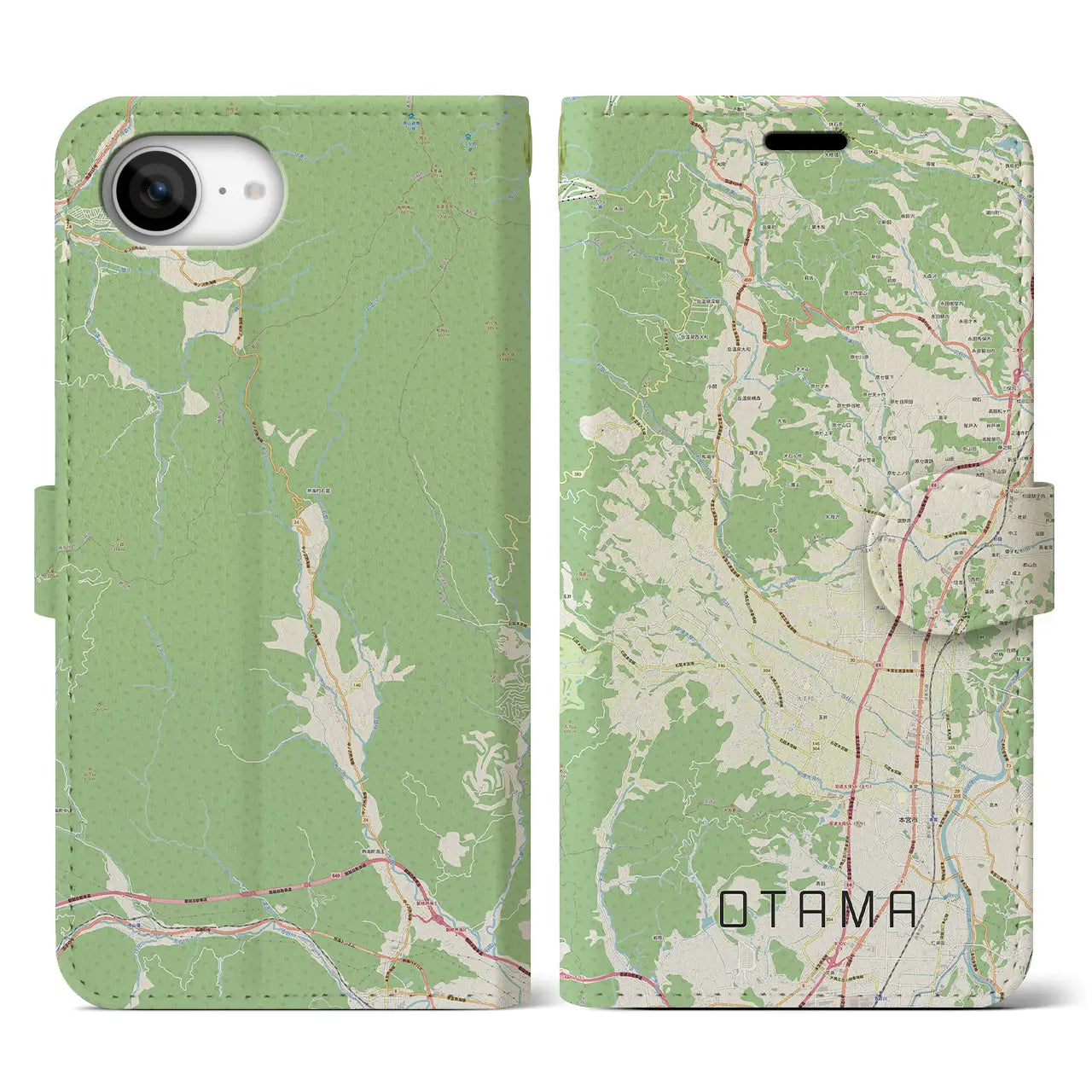 【大玉(福島県)】地図柄iPhoneケース(手帳タイプ)