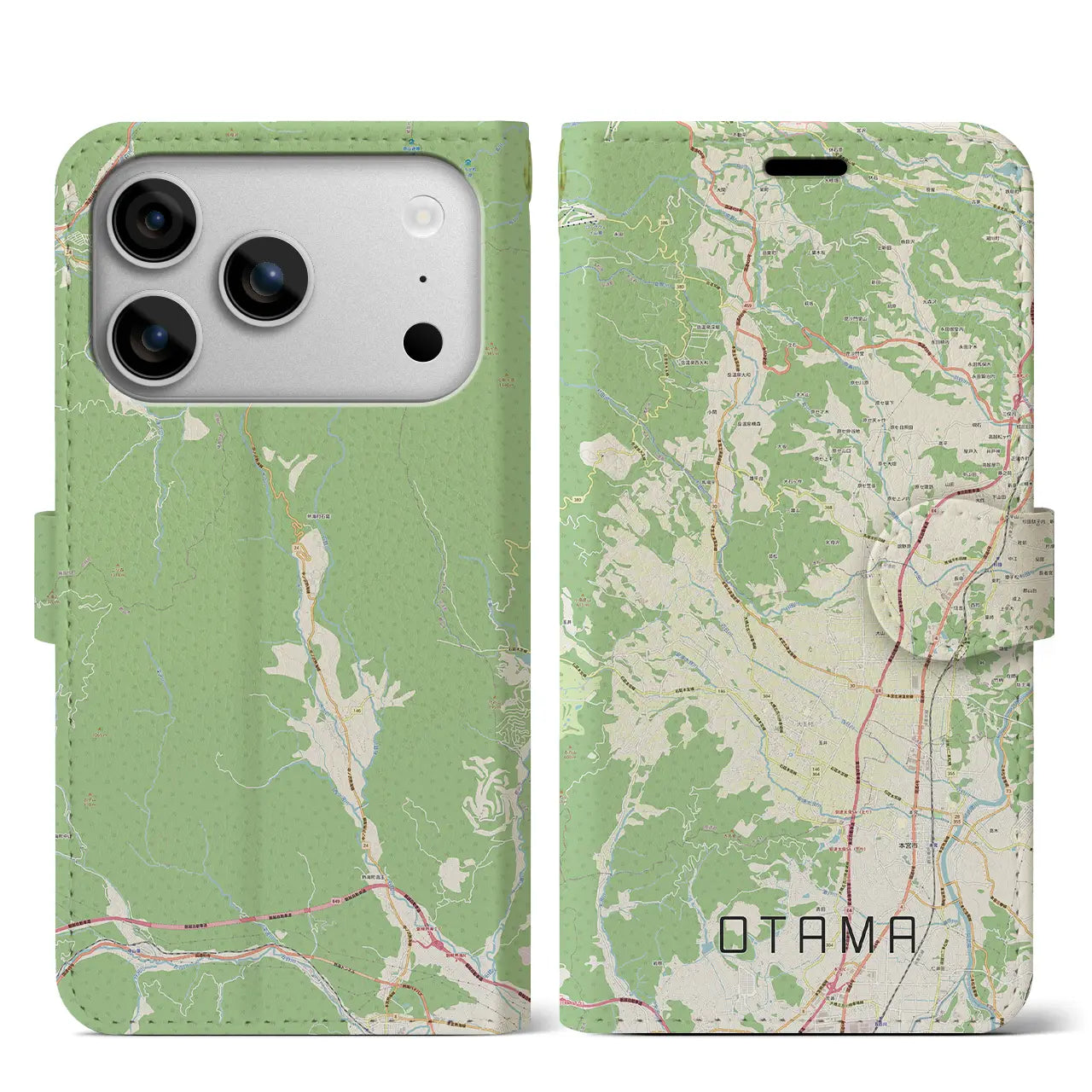 【大玉(福島県)】地図柄iPhoneケース(手帳タイプ)