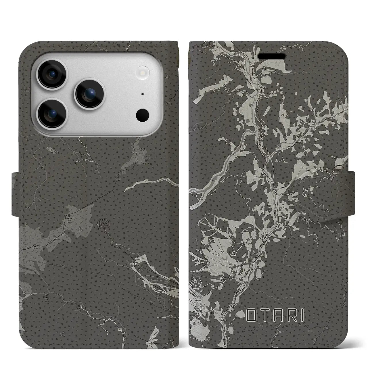 【小谷(長野県)】地図柄iPhoneケース(手帳タイプ)