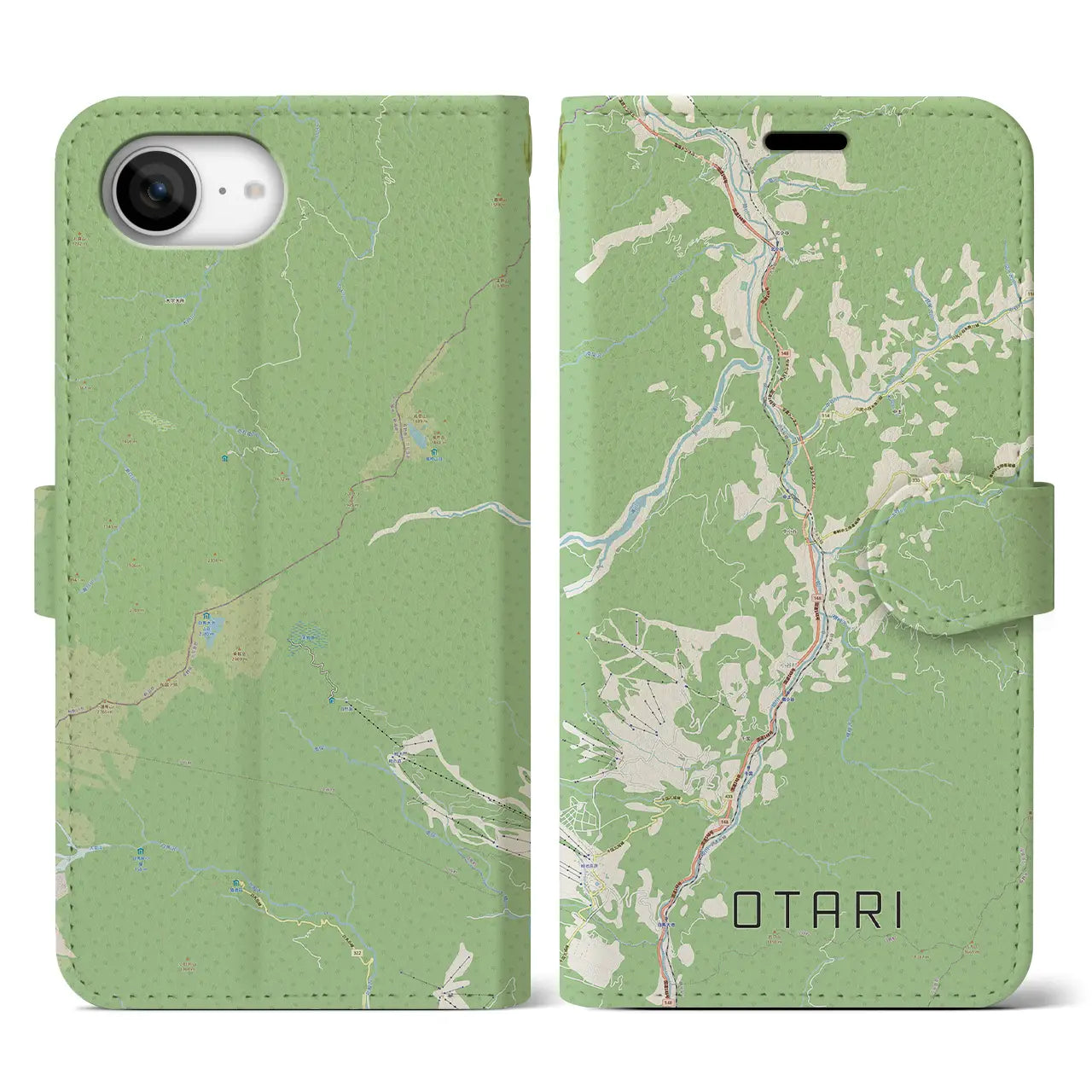 【小谷(長野県)】地図柄iPhoneケース(手帳タイプ)