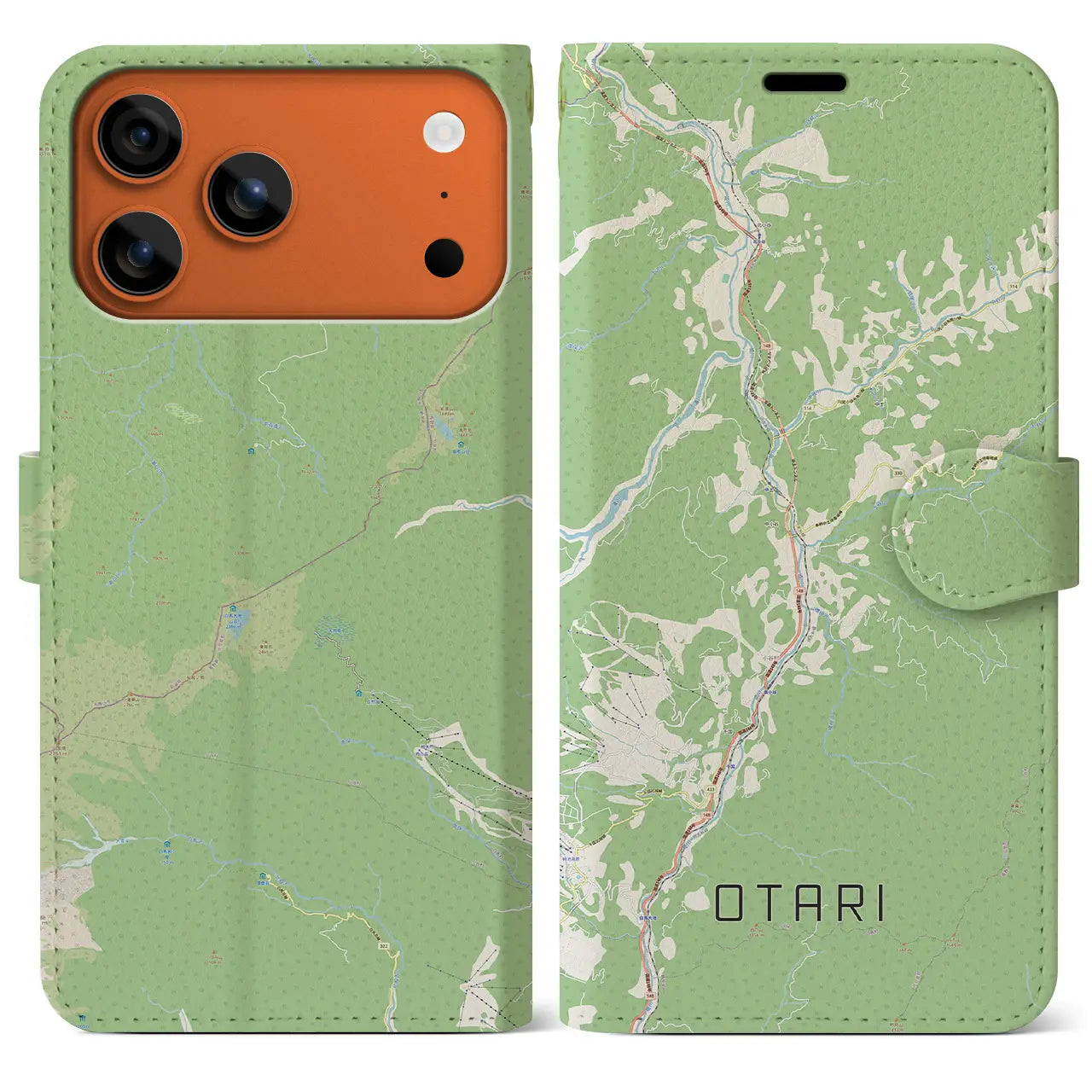 【小谷(長野県)】地図柄iPhoneケース(手帳タイプ)