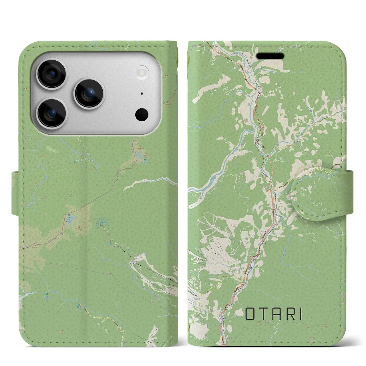 【小谷(長野県)】地図柄iPhoneケース(手帳タイプ)