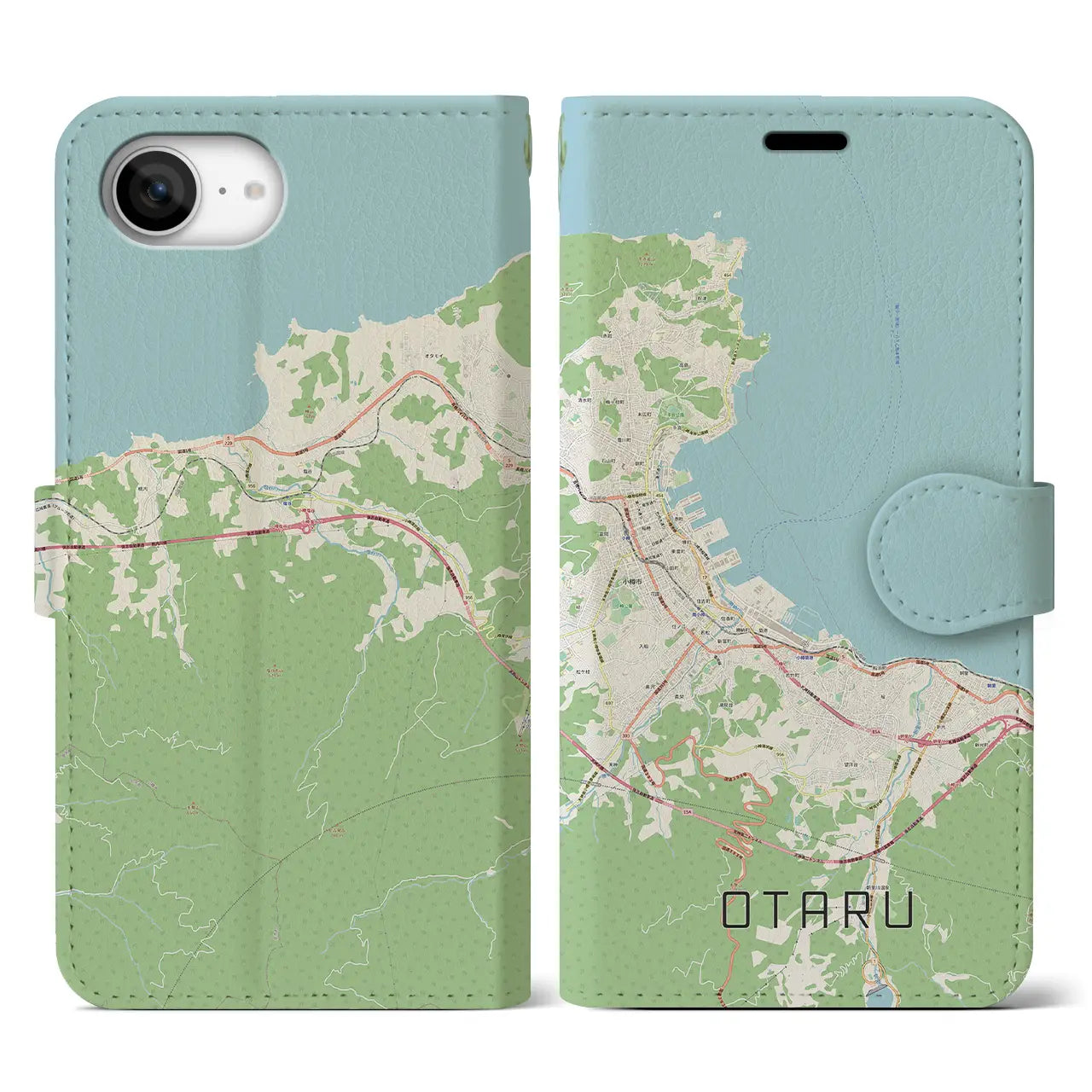 【小樽(北海道)】地図柄iPhoneケース(手帳タイプ)