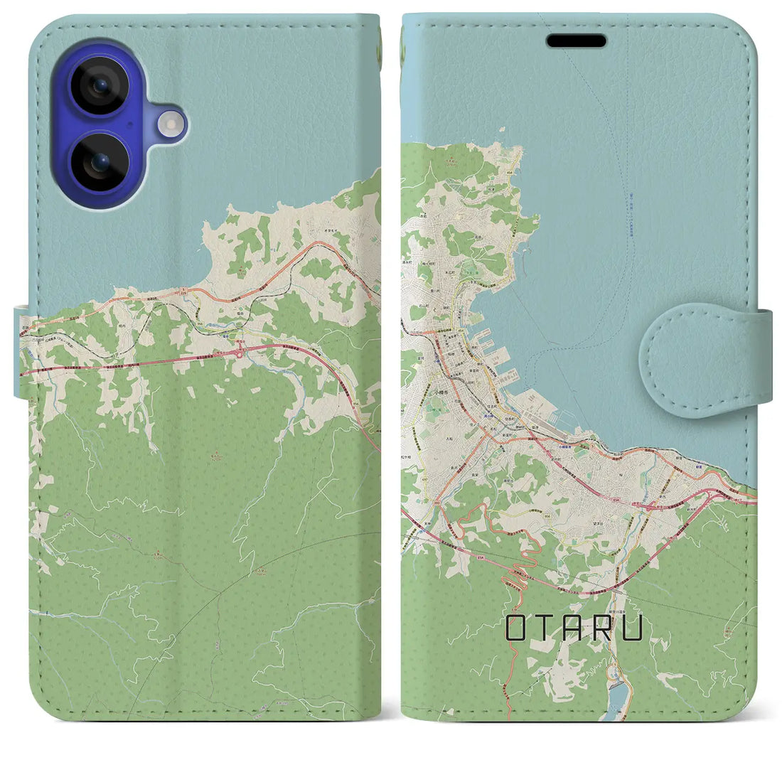 【小樽(北海道)】地図柄iPhoneケース(手帳タイプ)ナチュラル・iPhone 16 Pro Max 用