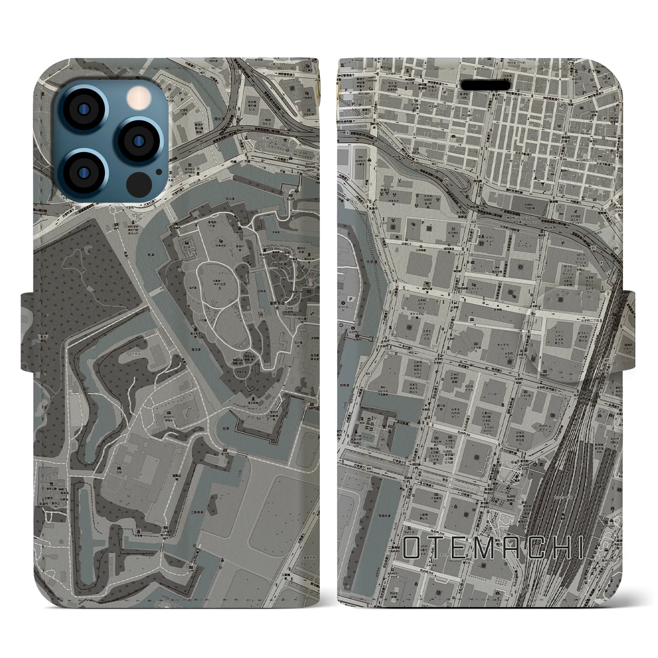 【大手町(東京都)】地図柄iPhoneケース(手帳タイプ)