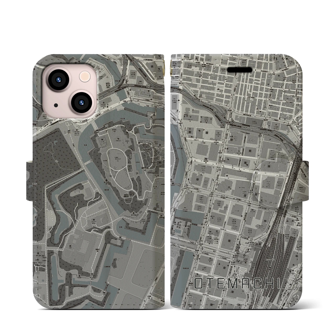 【大手町(東京都)】地図柄iPhoneケース(手帳タイプ)