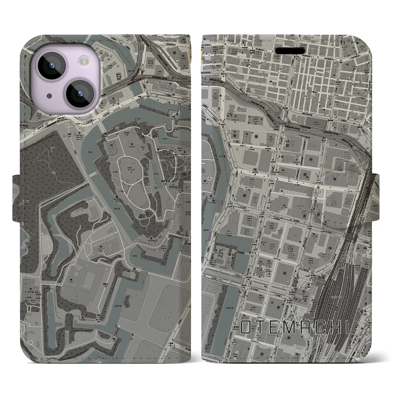 【大手町(東京都)】地図柄iPhoneケース(手帳タイプ)