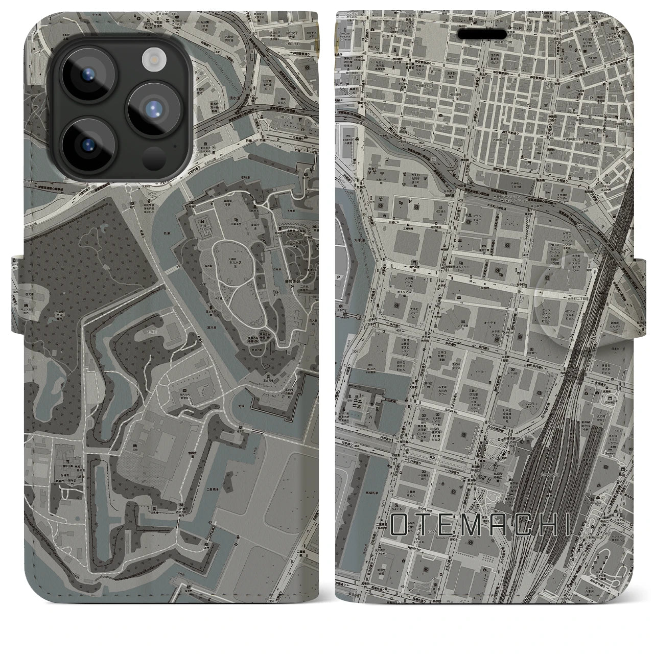 【大手町(東京都)】地図柄iPhoneケース(手帳タイプ)