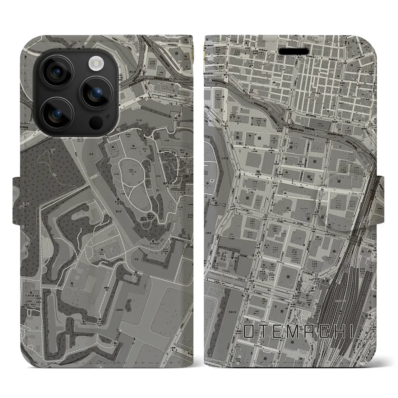 【大手町(東京都)】地図柄iPhoneケース(手帳タイプ)