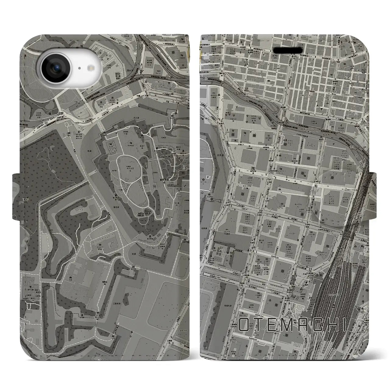 【大手町(東京都)】地図柄iPhoneケース(手帳タイプ)