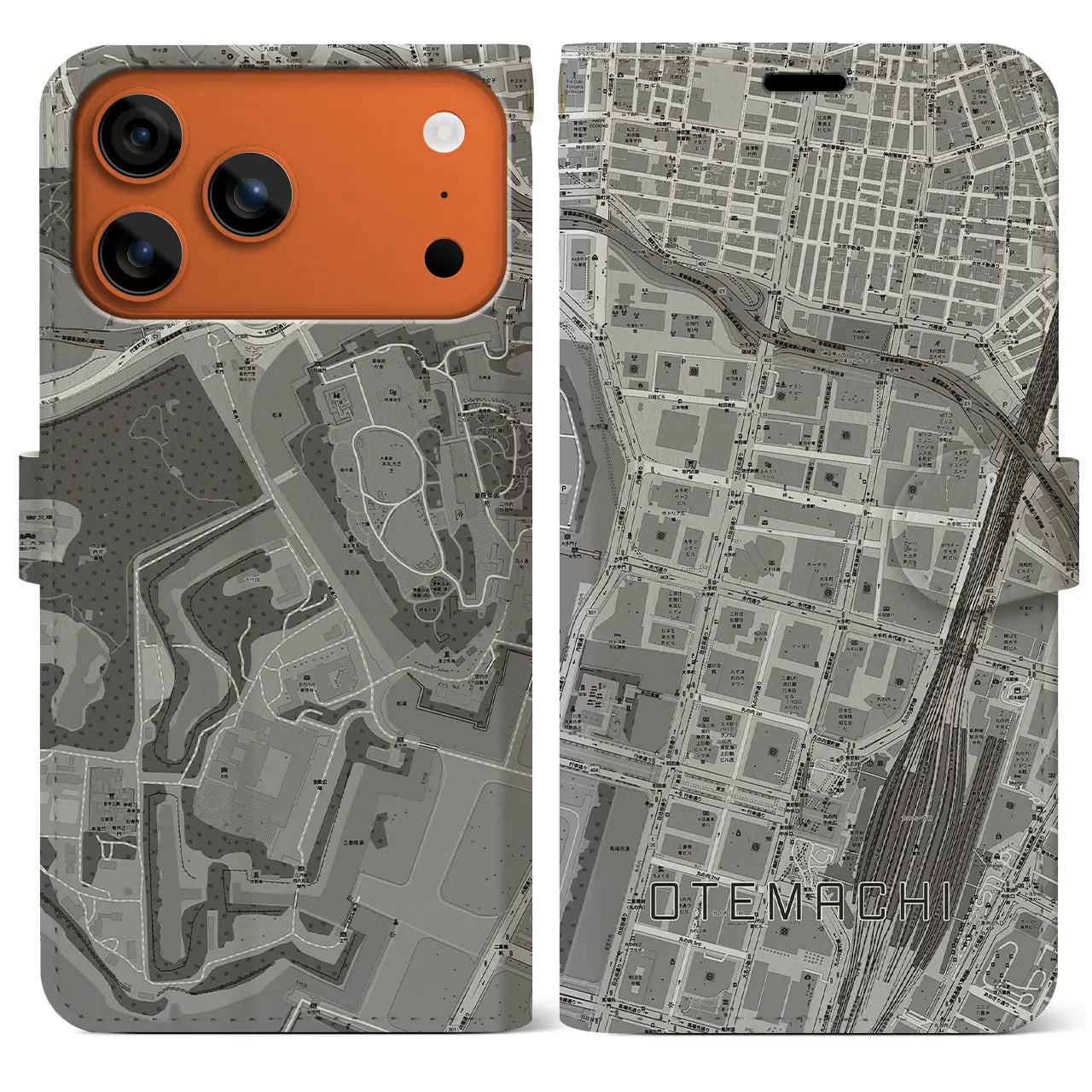 【大手町(東京都)】地図柄iPhoneケース(手帳タイプ)