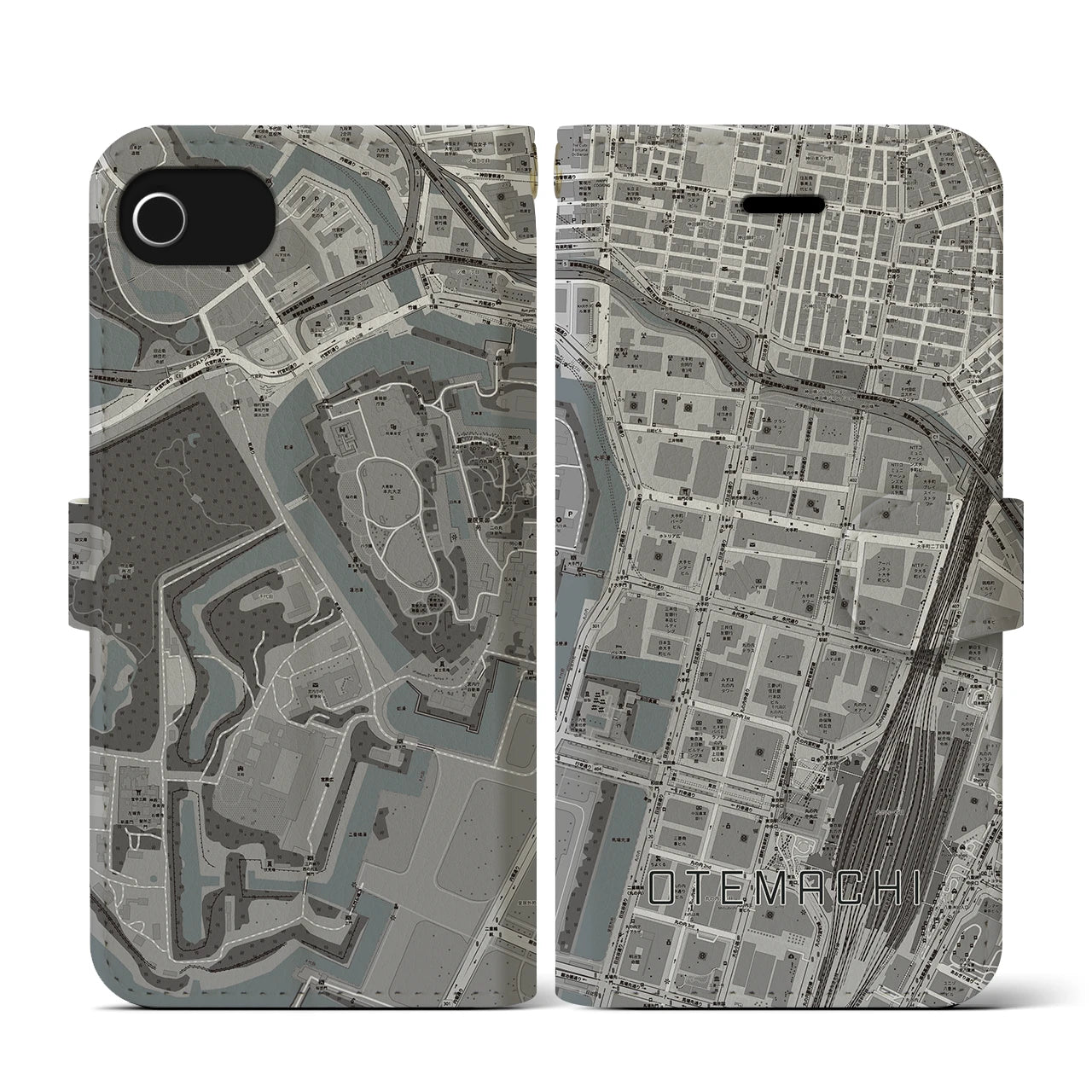 【大手町(東京都)】地図柄iPhoneケース(手帳タイプ)