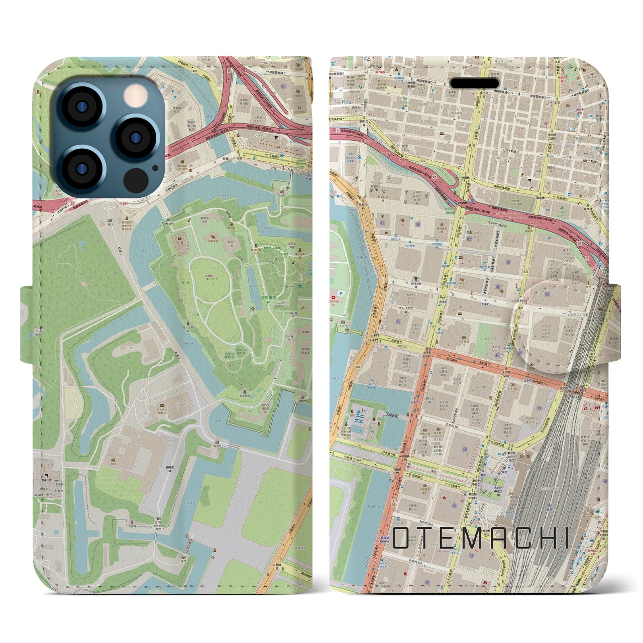 【大手町(東京都)】地図柄iPhoneケース(手帳タイプ)