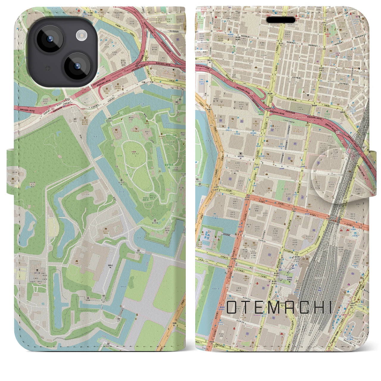 【大手町(東京都)】地図柄iPhoneケース(手帳タイプ)