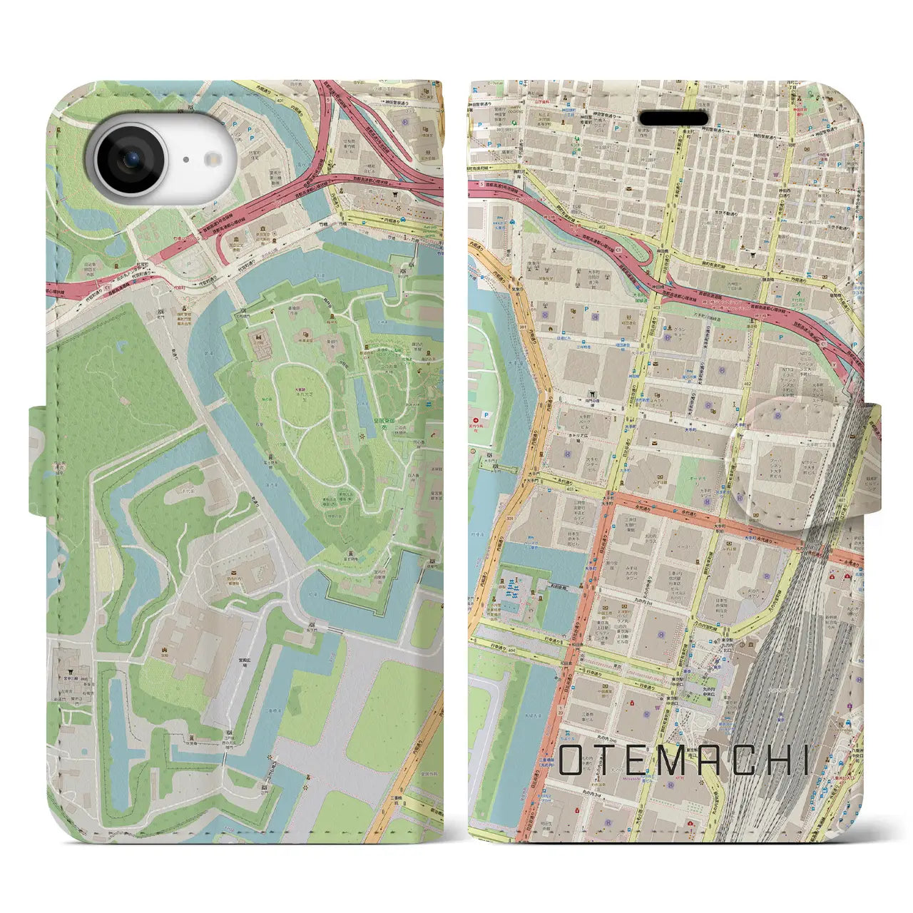 【大手町(東京都)】地図柄iPhoneケース(手帳タイプ)