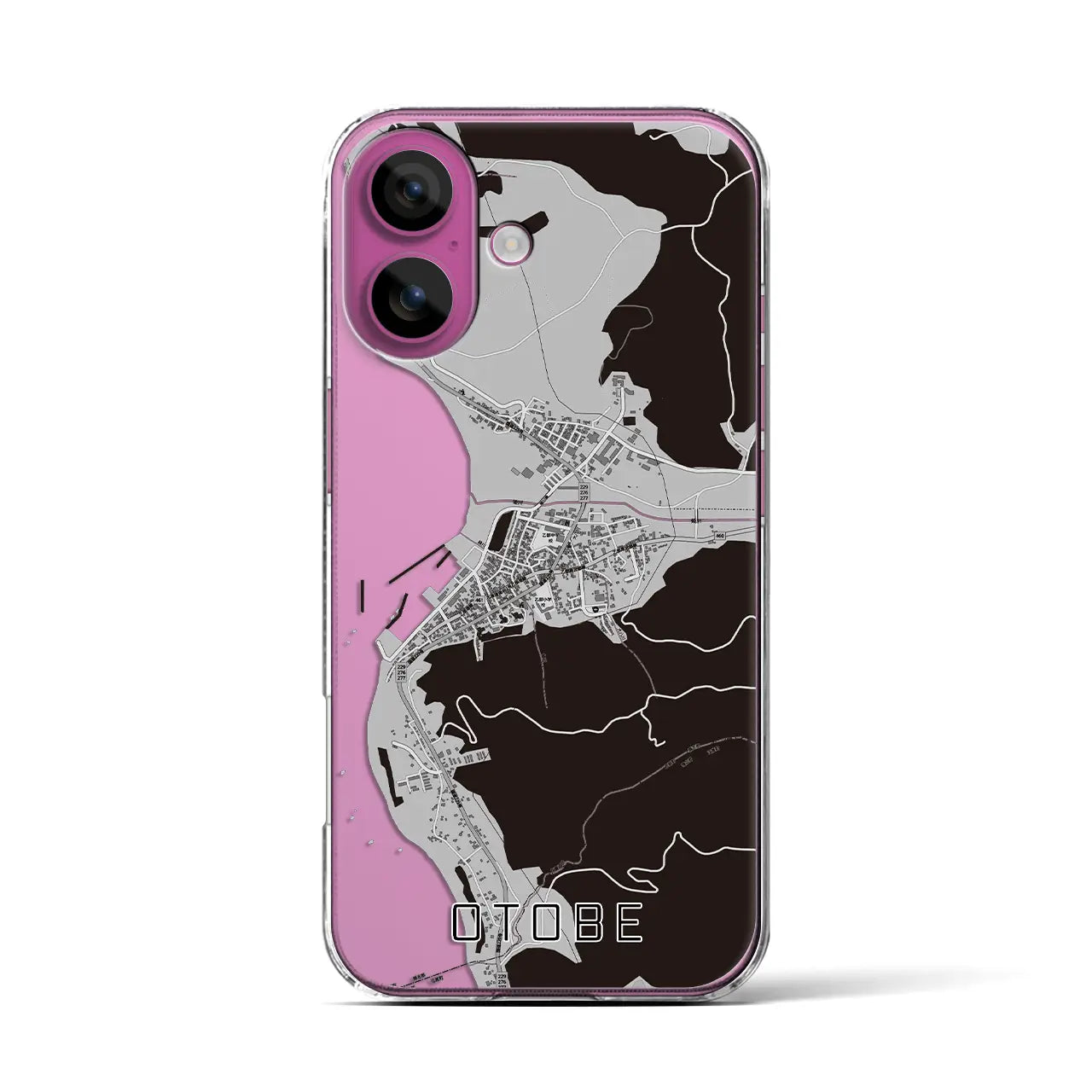 【乙部(北海道)】地図柄iPhoneケース(クリアタイプ)モノトーン・iPhone 16 Pro 用