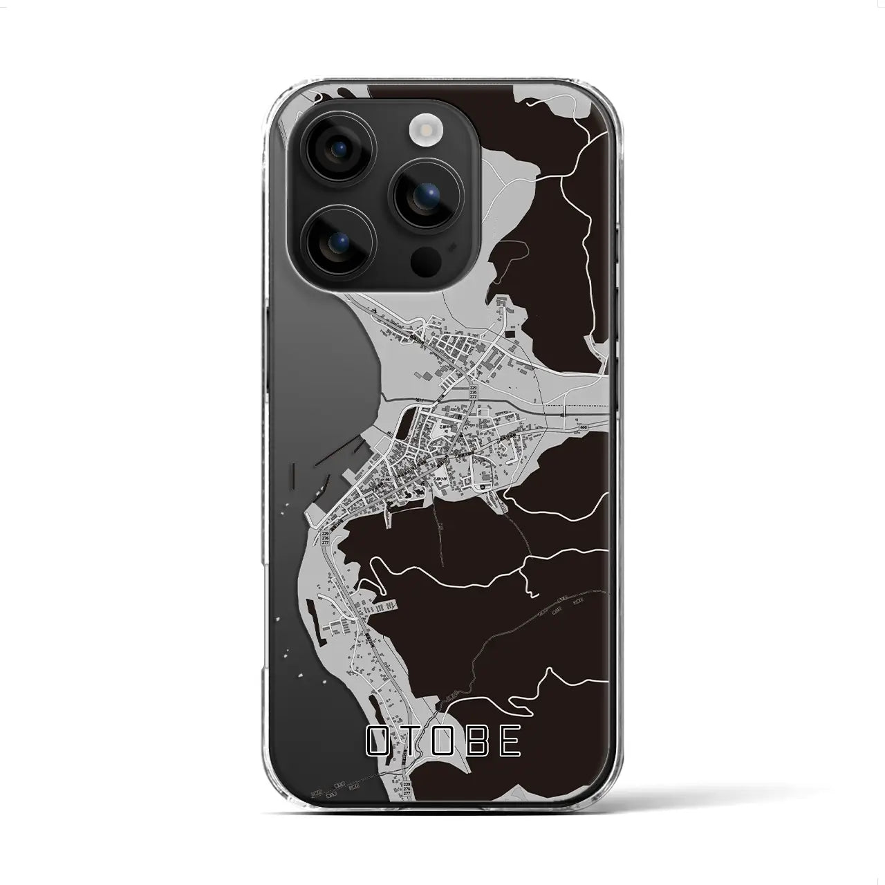 【乙部(北海道)】地図柄iPhoneケース(クリアタイプ)モノトーン・iPhone 16 用