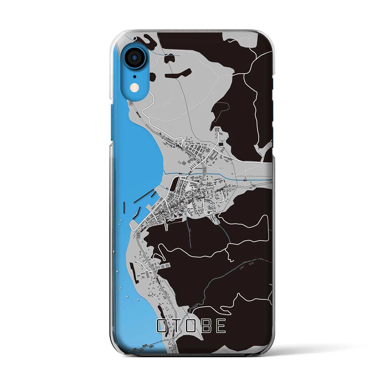【乙部(北海道)】地図柄iPhoneケース(クリアタイプ)モノトーン・iPhone XR 用