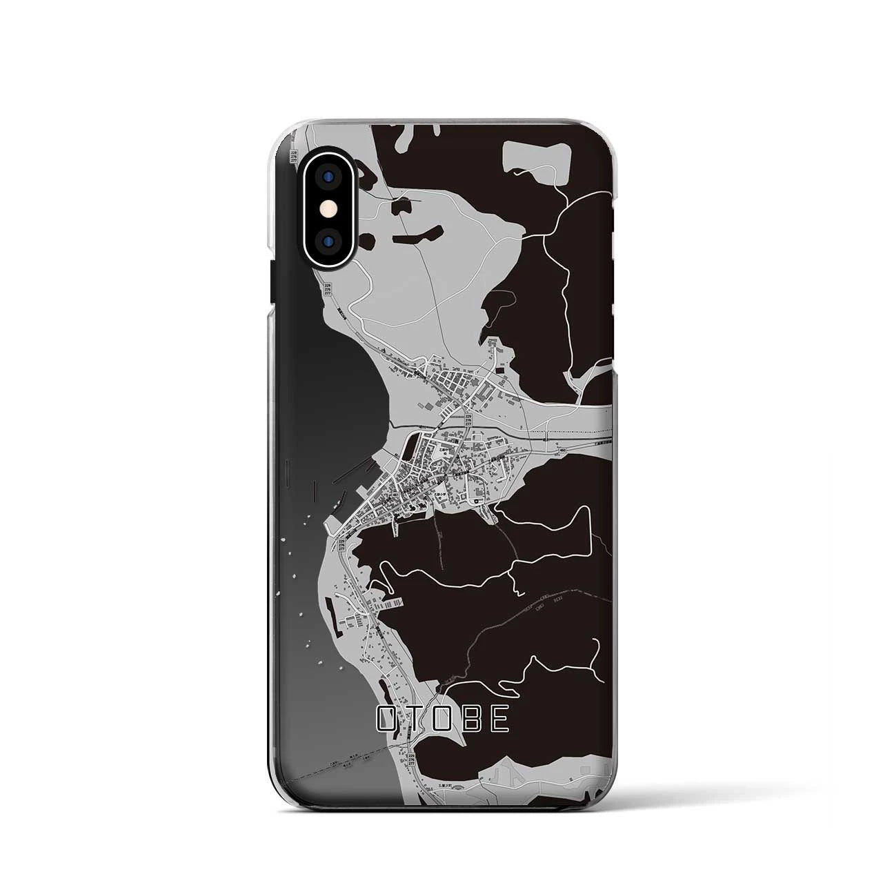 【乙部(北海道)】地図柄iPhoneケース(クリアタイプ)モノトーン・iPhone XS / X 用