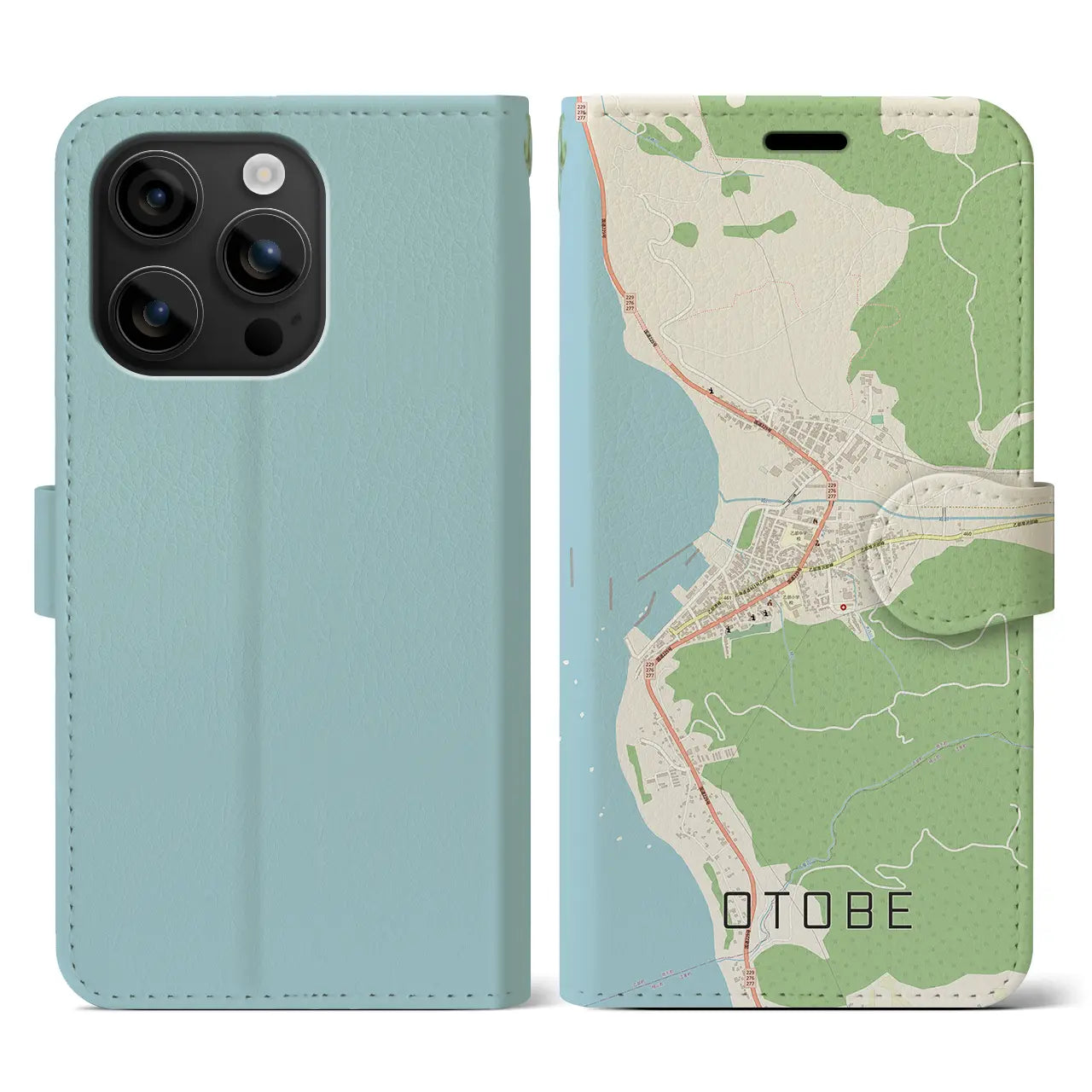 【乙部(北海道)】地図柄iPhoneケース(手帳タイプ)ナチュラル・iPhone 16 用