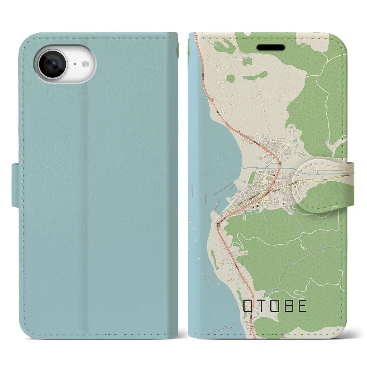 【乙部(北海道)】地図柄iPhoneケース(手帳タイプ)