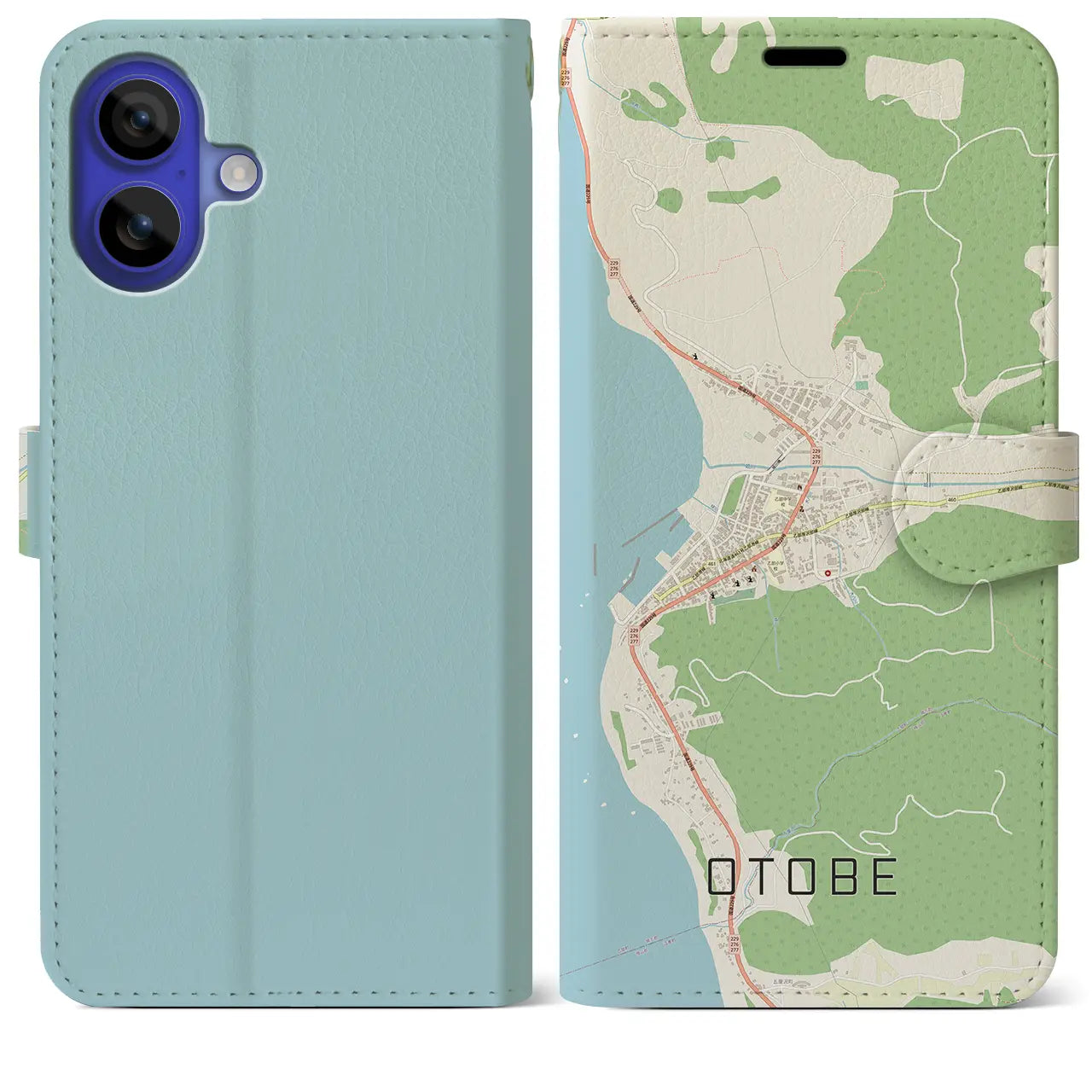 【乙部(北海道)】地図柄iPhoneケース(手帳タイプ)ナチュラル・iPhone 16 Pro Max 用
