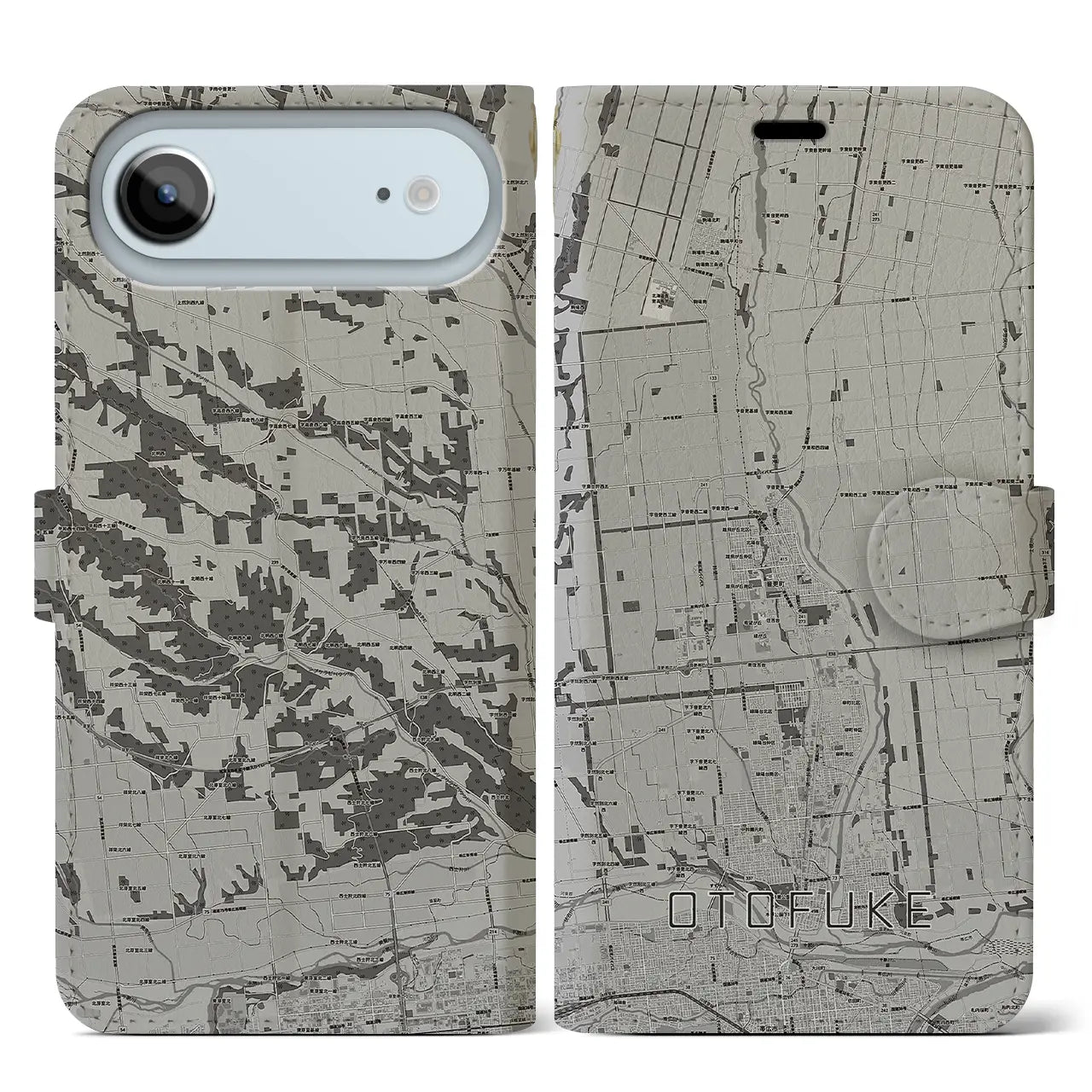 【音更(北海道)】地図柄iPhoneケース(手帳タイプ)