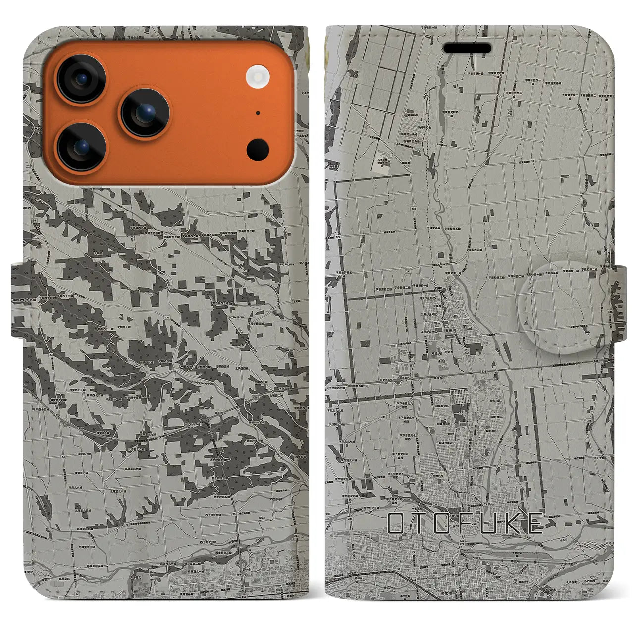 【音更(北海道)】地図柄iPhoneケース(手帳タイプ)