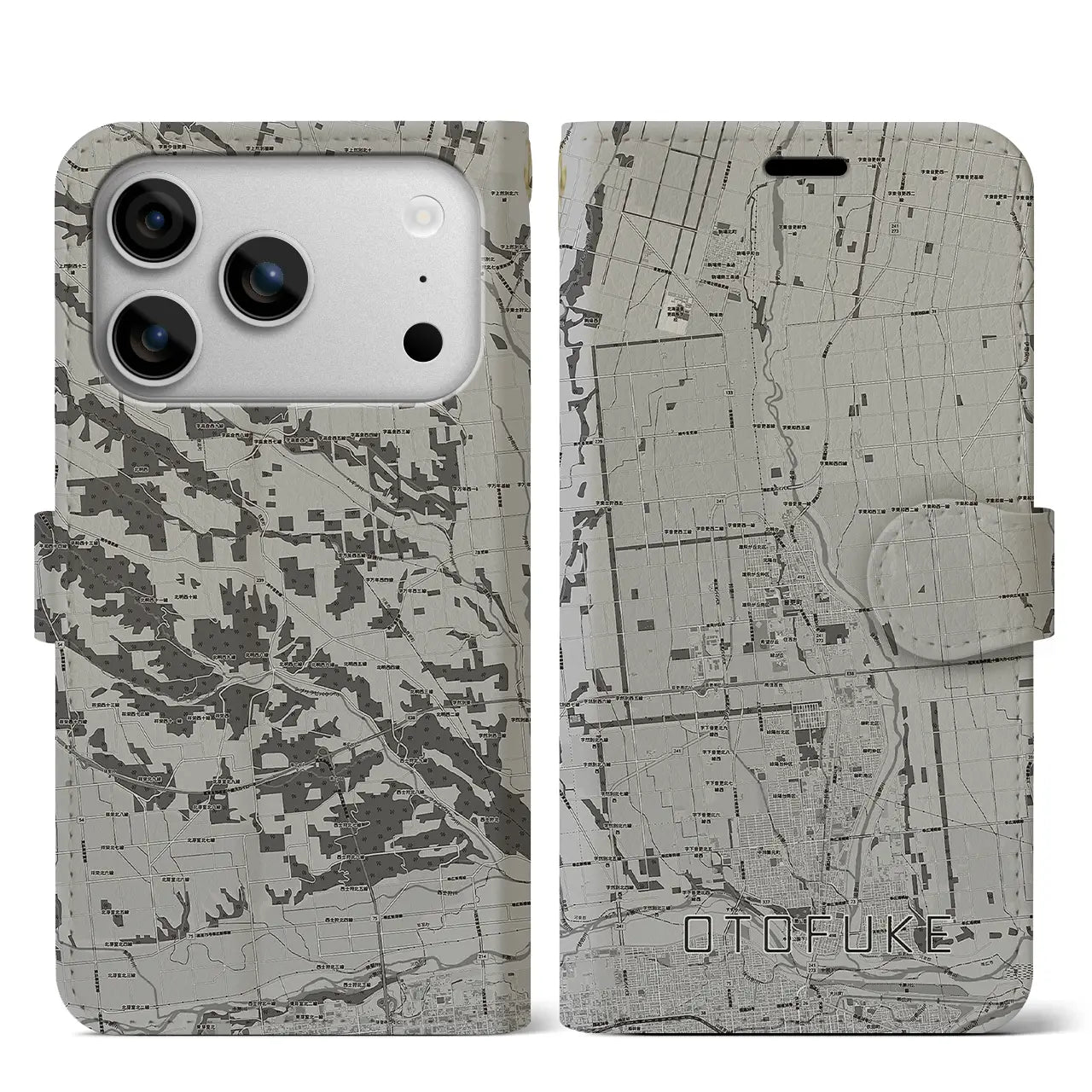 【音更(北海道)】地図柄iPhoneケース(手帳タイプ)