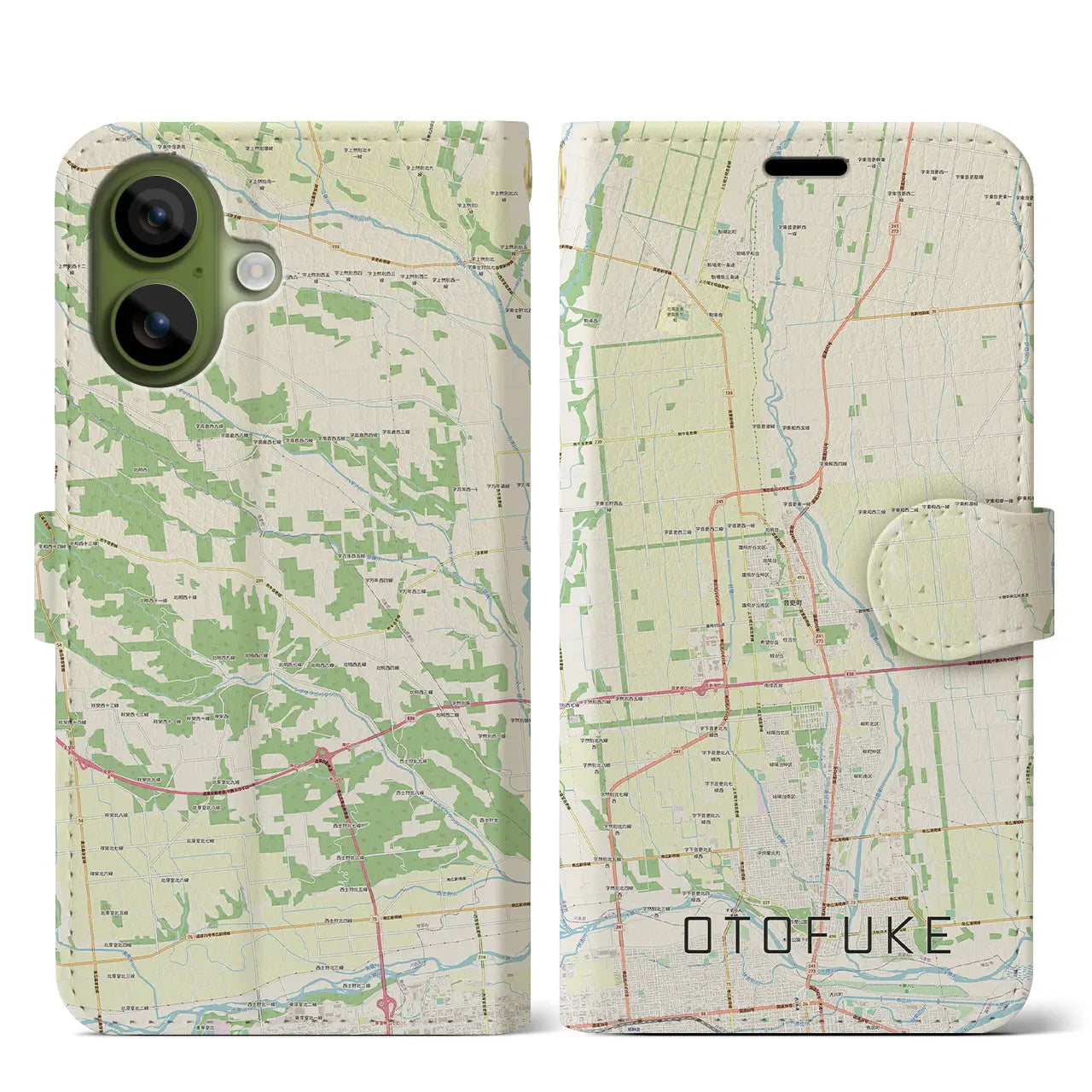 【音更(北海道)】地図柄iPhoneケース(手帳タイプ)