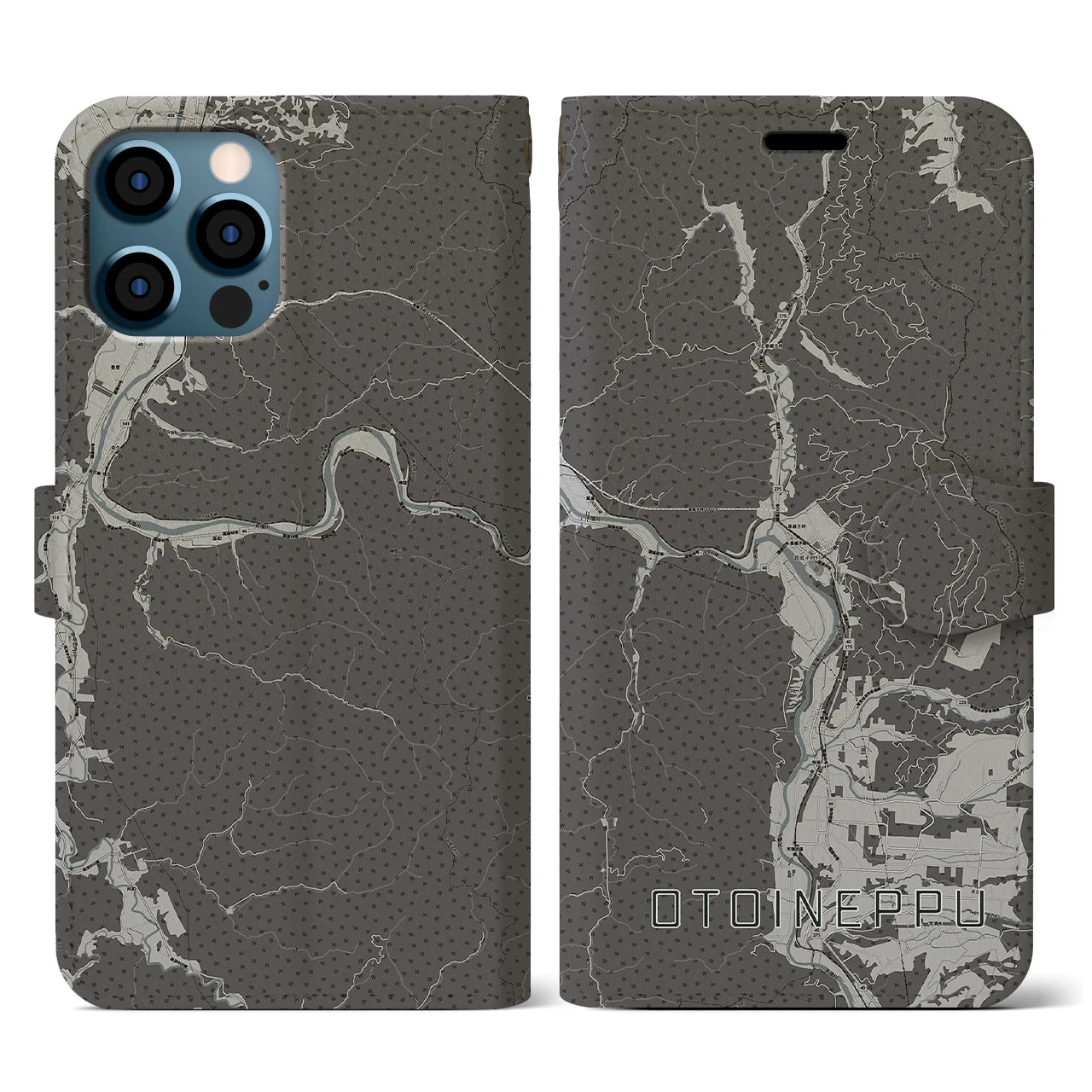 【音威子府(北海道)】地図柄iPhoneケース(手帳タイプ)