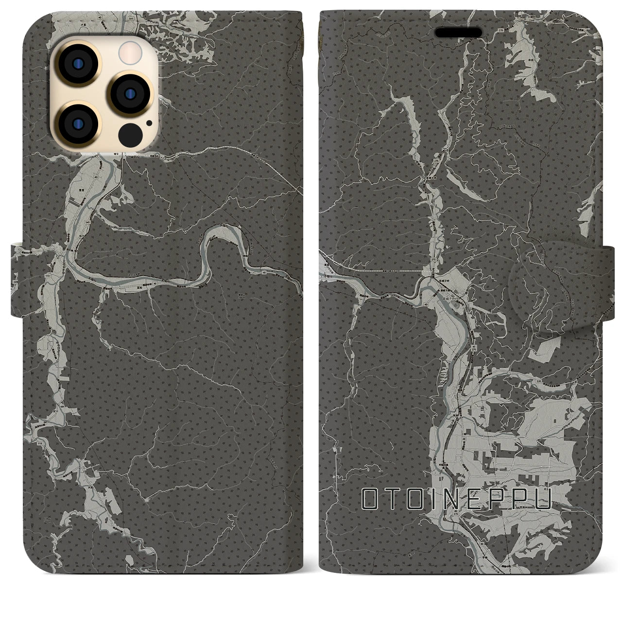 【音威子府(北海道)】地図柄iPhoneケース(手帳タイプ)