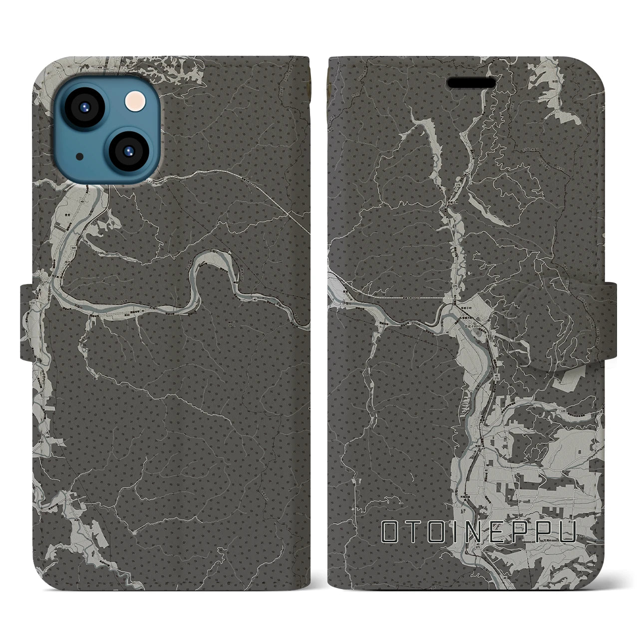 【音威子府(北海道)】地図柄iPhoneケース(手帳タイプ)