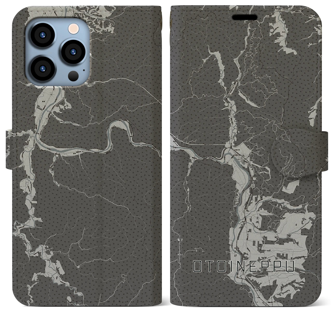 【音威子府(北海道)】地図柄iPhoneケース(手帳タイプ)