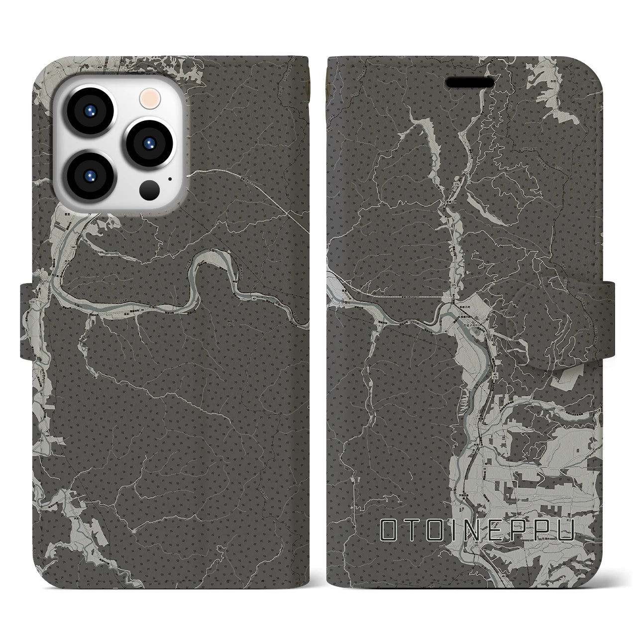 【音威子府(北海道)】地図柄iPhoneケース(手帳タイプ)