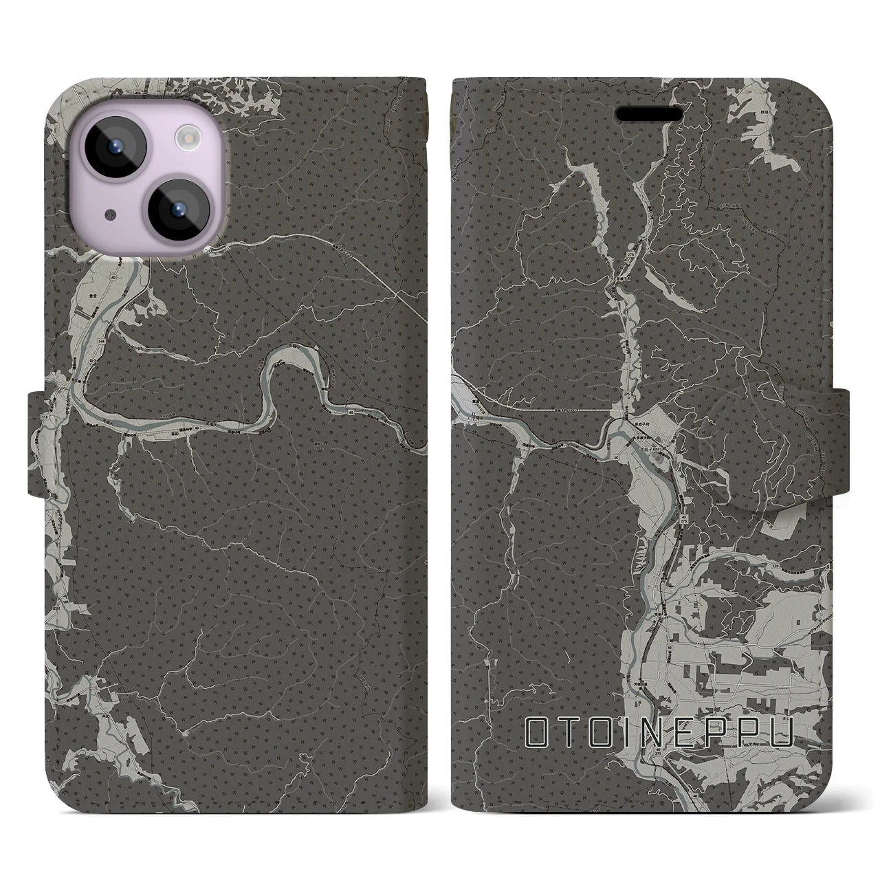 【音威子府(北海道)】地図柄iPhoneケース(手帳タイプ)