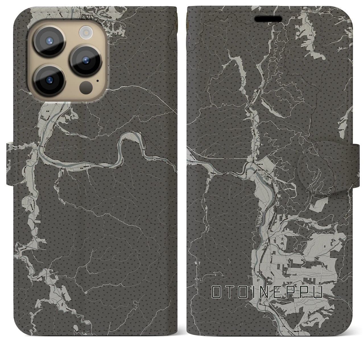 【音威子府(北海道)】地図柄iPhoneケース(手帳タイプ)