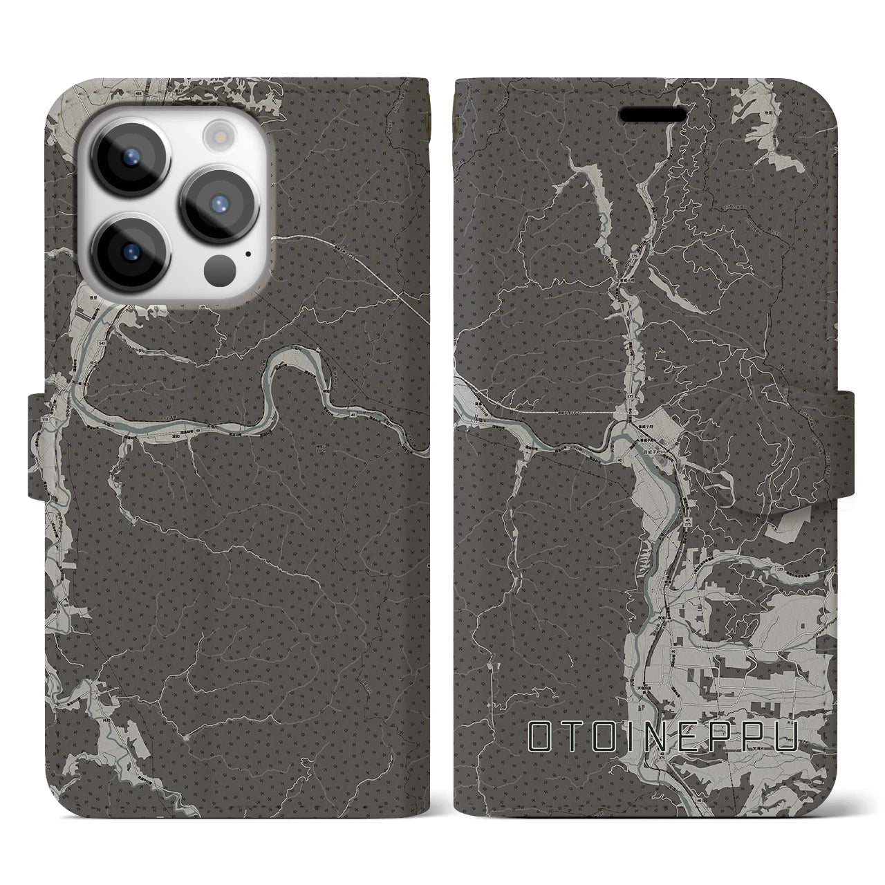 【音威子府(北海道)】地図柄iPhoneケース(手帳タイプ)