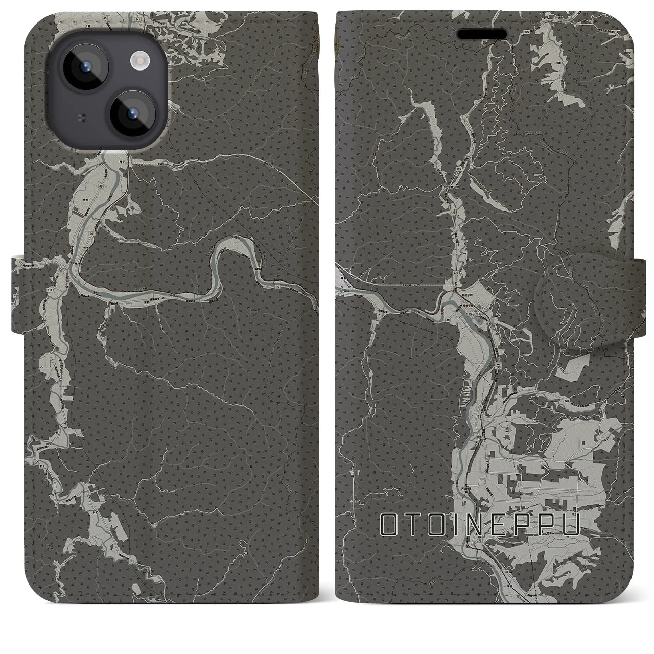 【音威子府(北海道)】地図柄iPhoneケース(手帳タイプ)