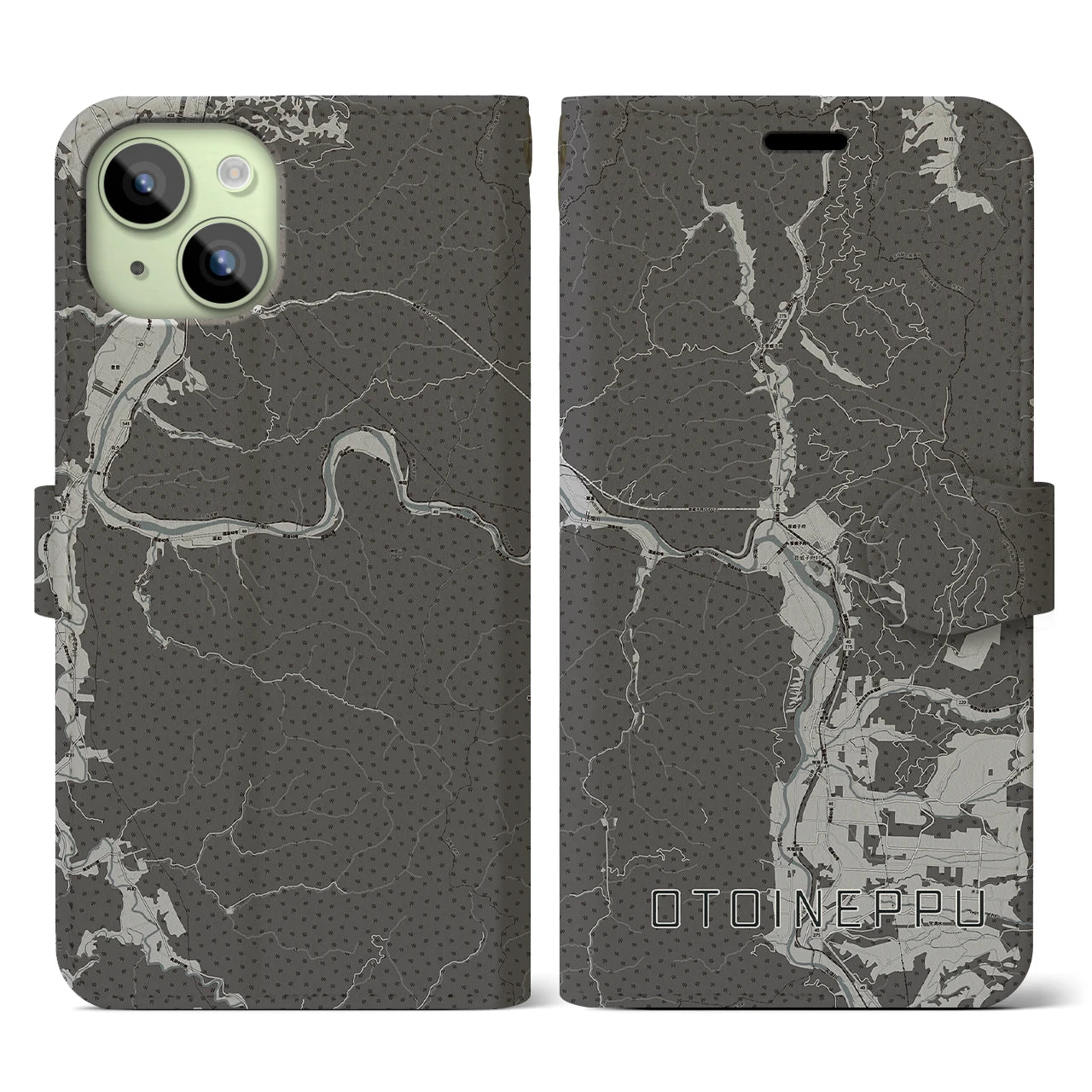 【音威子府(北海道)】地図柄iPhoneケース(手帳タイプ)