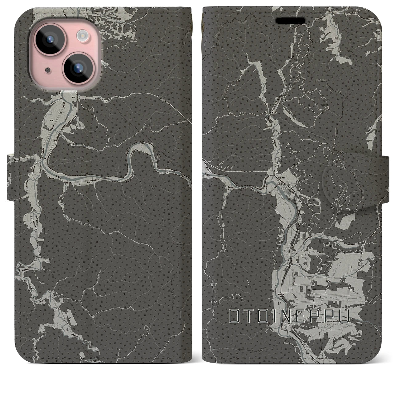 【音威子府(北海道)】地図柄iPhoneケース(手帳タイプ)