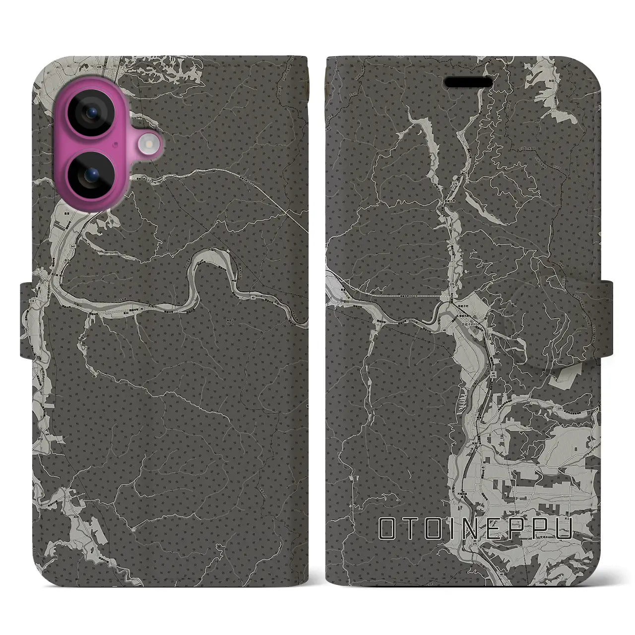 【音威子府(北海道)】地図柄iPhoneケース(手帳タイプ)